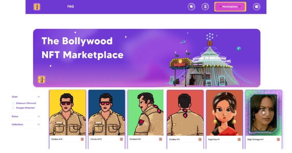 What is the Bollycoin NFT marketplace?